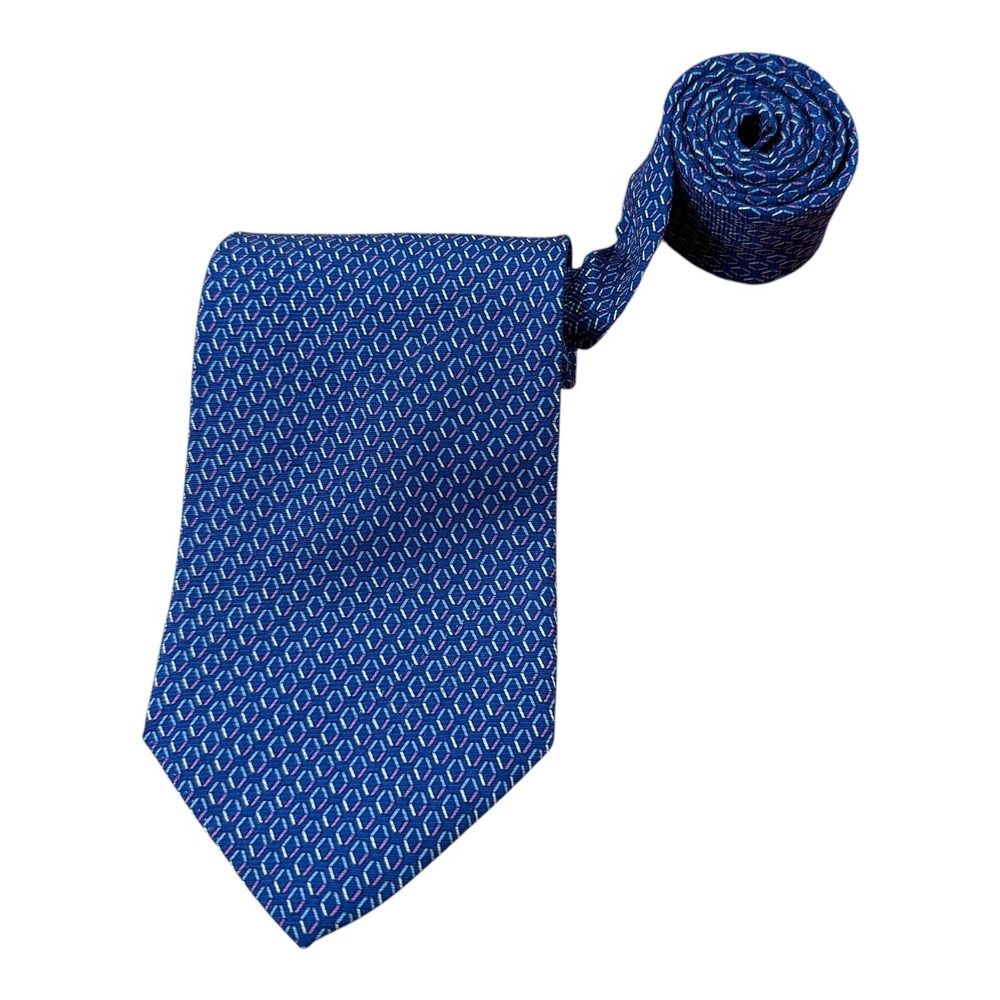 Brooks Brothers 346 Blue Pink Square‎ Print Silk Tie NWT 3.5"x60"